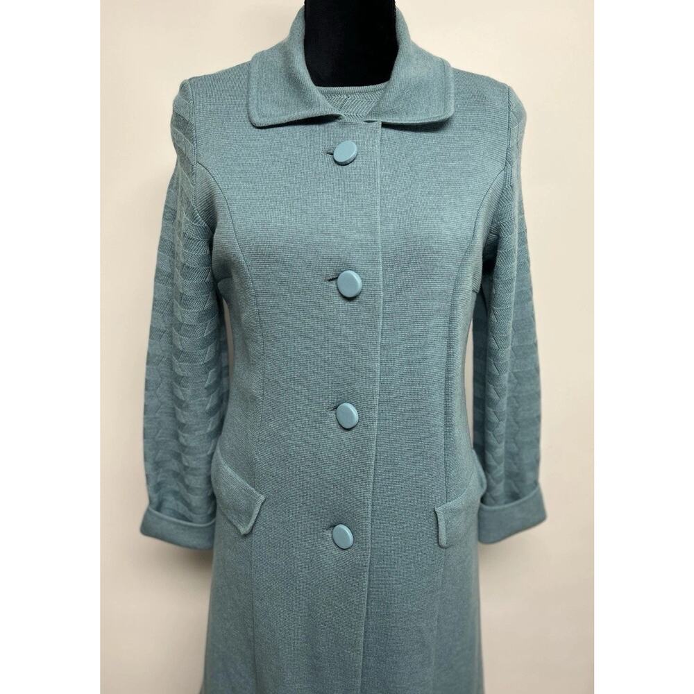 Vintage 40s Wool Knit Sweater Dress & Matching Coat 1940s Made In Italy Sz 14 - Picture 3 of 16